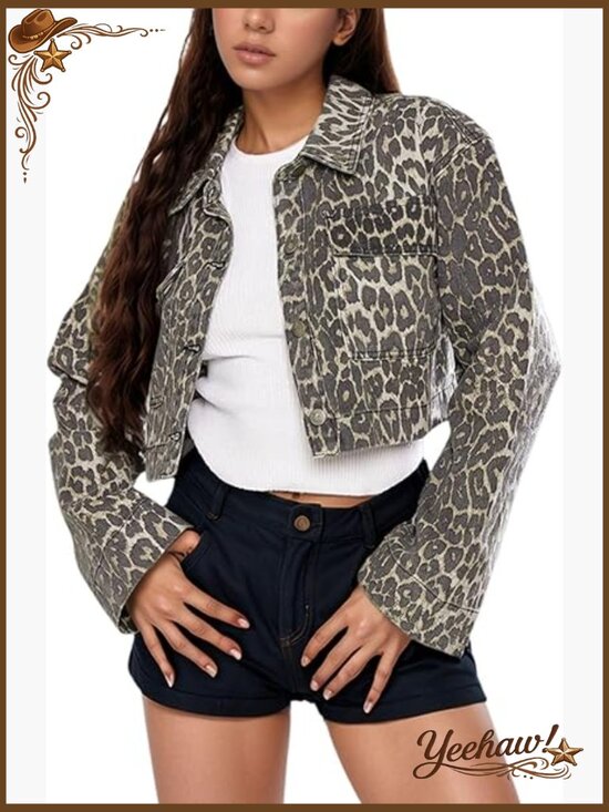 Jackets & Blazers - Cropped Denim Jacket Long Sleeve Button Down Casual Jean Jacket Women